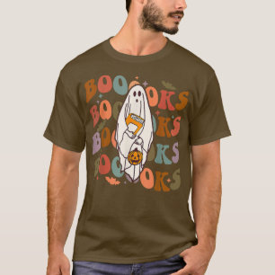 Camiseta Halloween Booooks Cute Ghost Boo Reading Books Adu