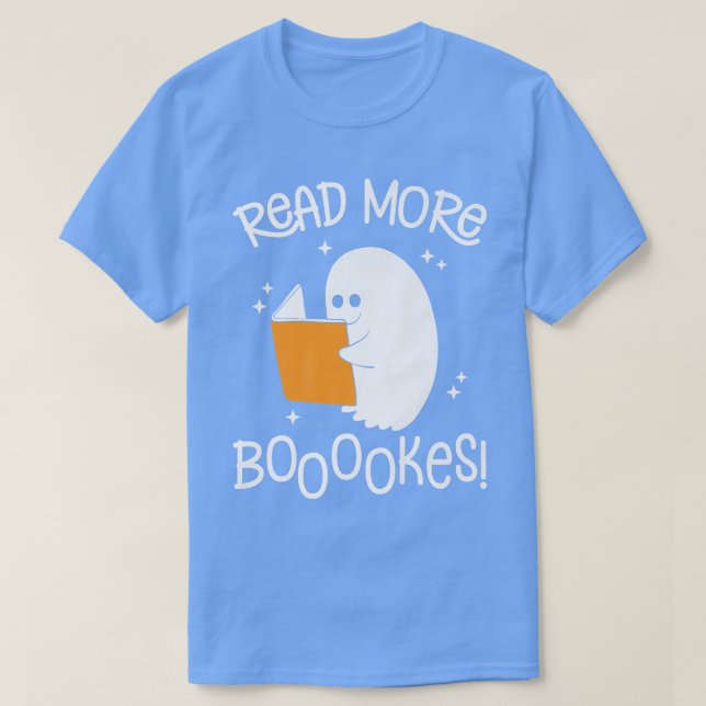 Camiseta Halloween Booooks Cute Ghost Reading Library Books (Diseño del anverso)