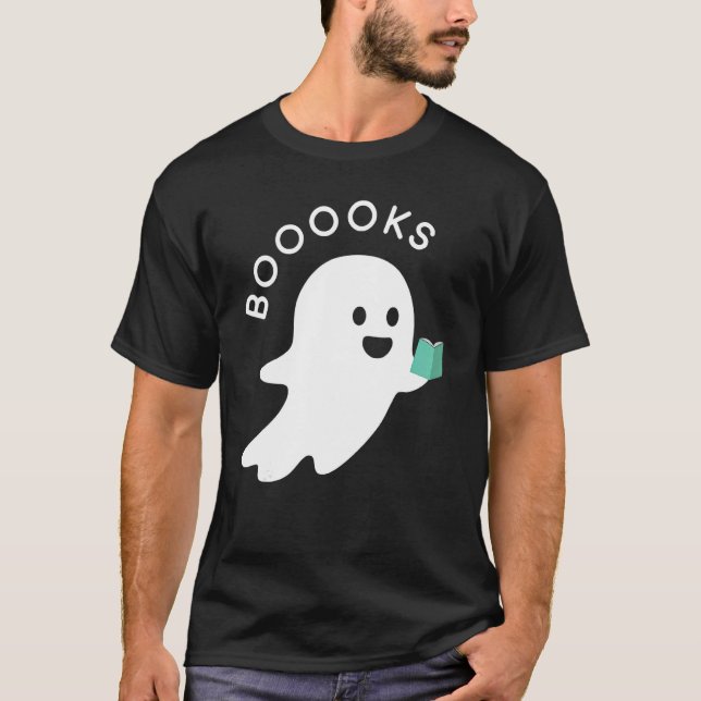 Camiseta Halloween Booooks Ghost Reading Boo Read Books Lib (Anverso)