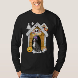 Camiseta Halloween Border Collie Dog Witch Hauned House