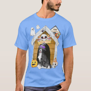 Camiseta Halloween Border Collie Dog Witch Haunted House