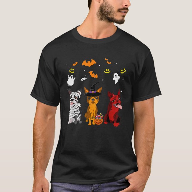 Camiseta Halloween boston terrier Dogs Lovers Mummy Witch D (Anverso)