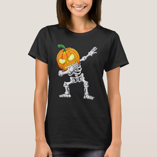 Camiseta Halloween Boys Dabbing Skeleton Scary Pumpkin Jack (Anverso)