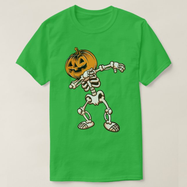 Camiseta Halloween Boys Dabbing Skeleton Scary Pumpkin Jack (Diseño del anverso)