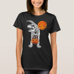 Camiseta Halloween Boys Dinosaur Skeleton Rex Scary Pumpkin