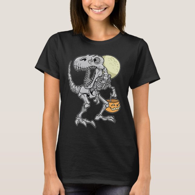 Camiseta Halloween Boys Dinosaur Skeleton rex Scary Pumpkin (Anverso)