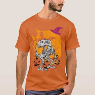 Camiseta Halloween Boys Dinosaur Skeleton T rex Scary Pumpk