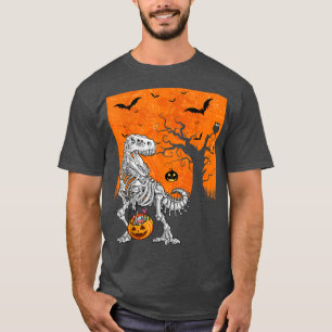 Camiseta Halloween Boys Dinosaur Skeleton T Rex Scary Pumpk