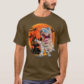 Camiseta Halloween Boys Dinosaur Skeleton T rex Scary Pumpk