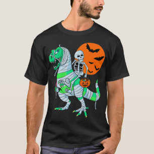 Camiseta Halloween Boys Girls Kids Skeleton Riding Tre Dino