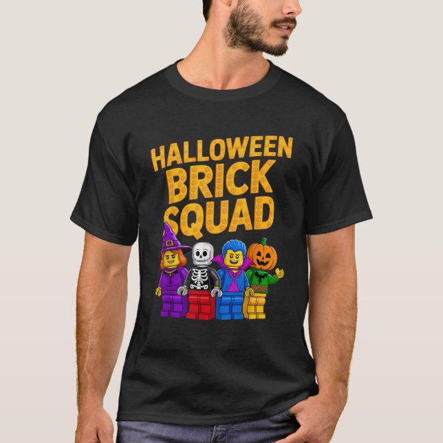 Camiseta Halloween Brick Squad Costume Master Builder Block (Anverso)