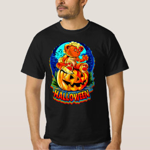 Camiseta Halloween Broken Teddy Bear Knife Pumpkin Bats T-S