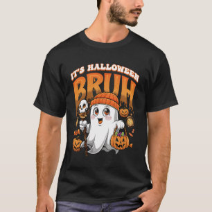 Camiseta Halloween Bruh Cute Fantasma Calabaza Jack O
