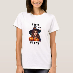 Camiseta Halloween Bruja Básica Divertida