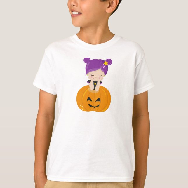Camiseta Halloween, Bruja, Calabaza, Boo, Truco O Tratamien (Anverso)