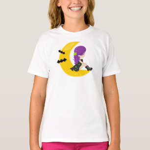 Camiseta Halloween, Bruja En La Luna, Bat, Truco O Tratamie