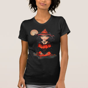 Camiseta Halloween Bruja Luna Gato de Molly Harris