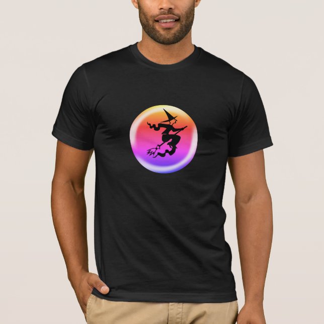 Camiseta Halloween bruja voladora trajes graciosos (Anverso)