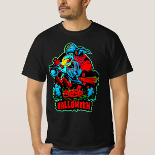 Camiseta Halloween Brujas Flying Cauldron Tomas de calabaza