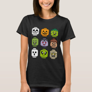 Camiseta Halloween Building Brick Head Pumpkin Ghost Zombie