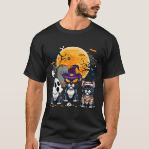 Camiseta Halloween Bulldoges franceses Cosplay Witch Ghost 