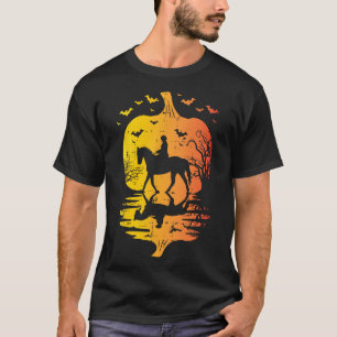 Camiseta Halloween Caballo Silhouette Calabaza Vintage