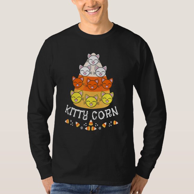 Camiseta Halloween Cae Cat Face Candy Corn Kitty Corn (Anverso)