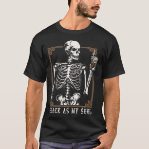Camiseta Halloween Café Beber Skeleton Negro como mi Sou