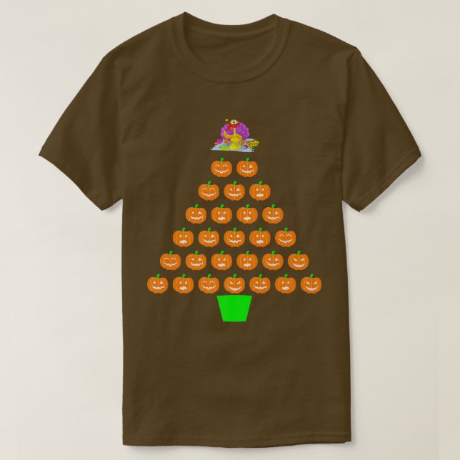 Camiseta Halloween Calabaza Árbol de Navidad Día de Acción  (Diseño del anverso)