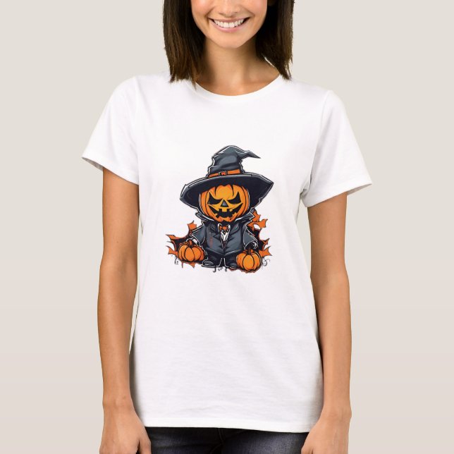 Camiseta Halloween Calabaza Escarecrow Adorable Fall Decour (Anverso)