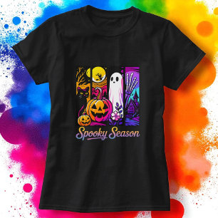 Camiseta Halloween Calabaza Ghost Pop Art Retro Negro