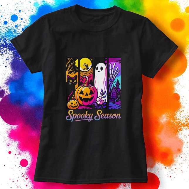 Camiseta Halloween Calabaza Ghost Pop Art Retro Negro (Subido por el creador)