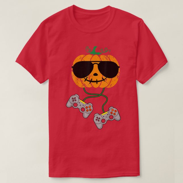Camiseta Halloween Calabaza Jack O Lantern Halloween Gamer  (Diseño del anverso)