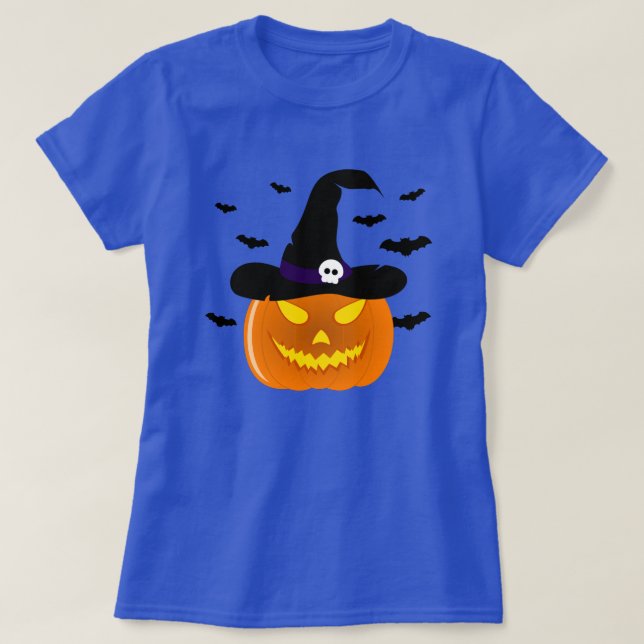 Camiseta Halloween Calabaza Jack o’ Lantern Witch Gorra (Diseño del anverso)