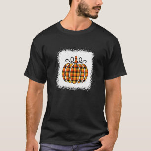 Camiseta Halloween Calabaza Naranja Bleached Buffalo Plaid