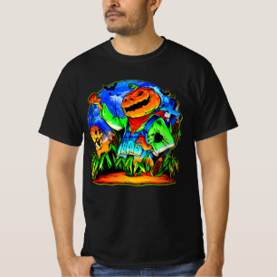 Camiseta Halloween Calabaza Zombie Monster Skull Bat Grave