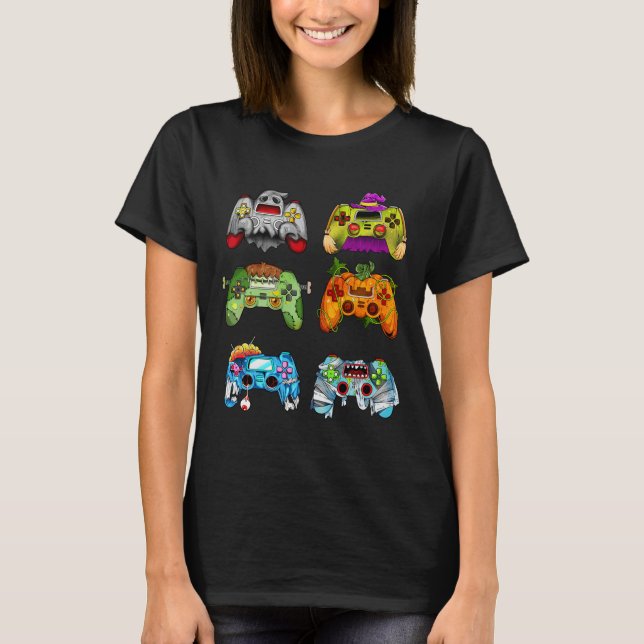 Camiseta Halloween Calabazas de caza de brujas Controladora (Anverso)