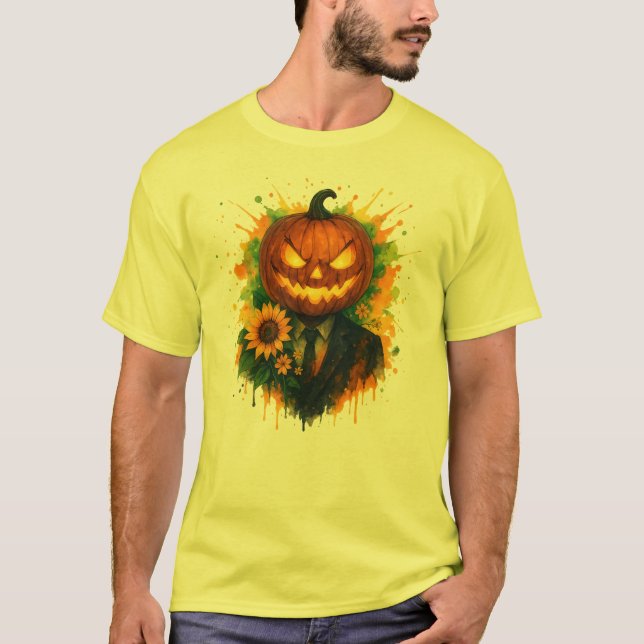 Camiseta Halloween Calabazas Watercolor Art (Anverso)