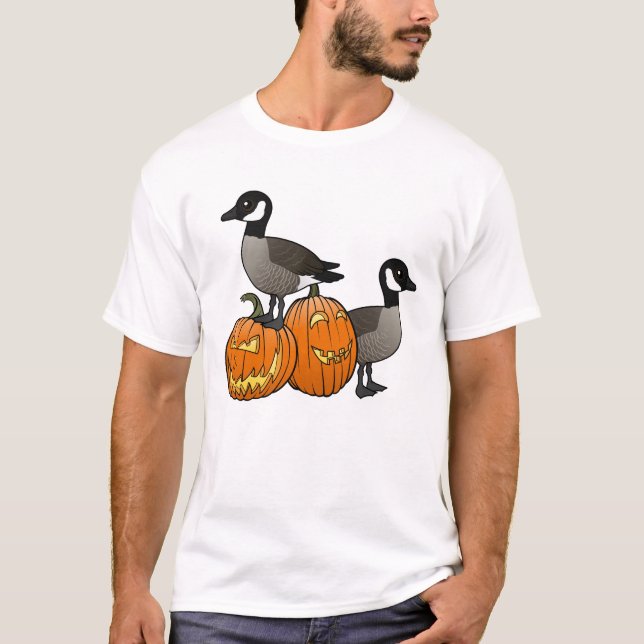 Camiseta Halloween Canadá Aves Geesas con calabazas (Anverso)