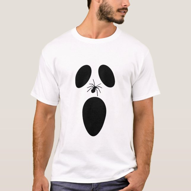 Camiseta Halloween Cara de fantasma negra y blanca (Anverso)