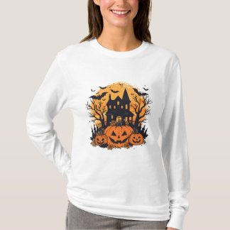 Camiseta Halloween, casa de calabaza encorvada