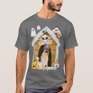 Camiseta Halloween Casa embrujada de bruja de perro pastor