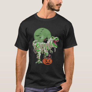 Camiseta Halloween Cat Dinosaur T Rex Mummy Pumpkin Para Bo