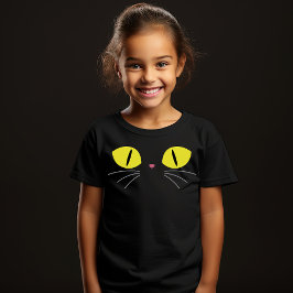 Camiseta Halloween Cat Face Yellow Eyes Whiskers