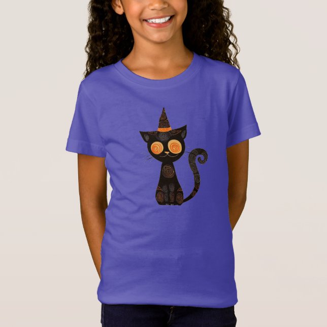 Camiseta Halloween/cat/fall/whimsical (Anverso)