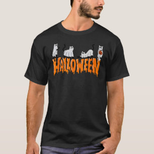 Camiseta Halloween Cat Ghost Black Cat Spookason 1