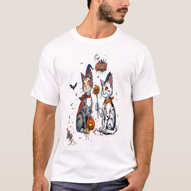 Camiseta halloween cat horror art graffiti (Anverso)