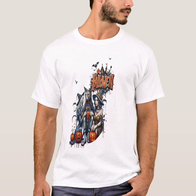 Camiseta halloween cat horror art graffiti  (Anverso)