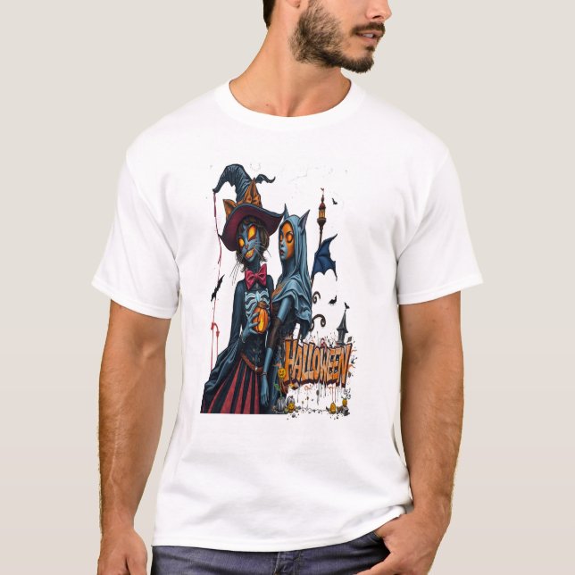 Camiseta halloween cat horror graffiti (Anverso)
