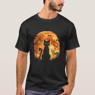 Camiseta Halloween Cat Moon Bats Sasuy Black Cat Night